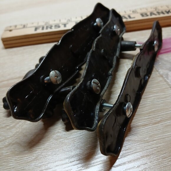 Vintage 1970s Amerock Brass Drawer Handles Pulls with Backplates 6 sets/pc #2CC - Picture 6 of 8